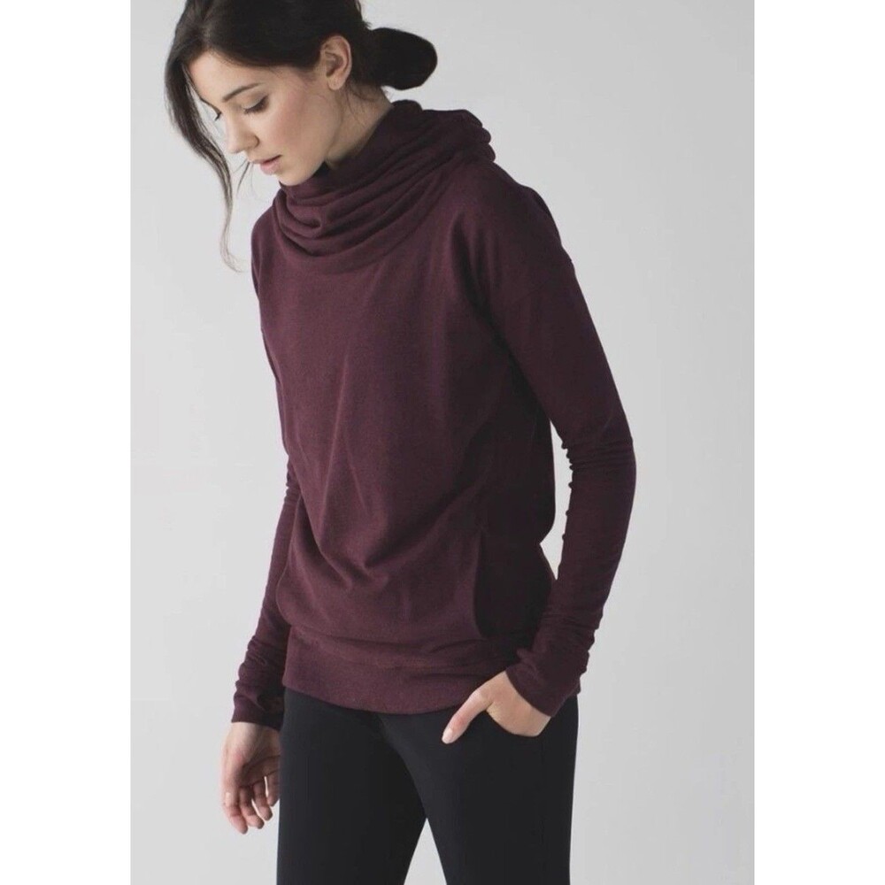 Lululemon Women’s Stress Less Cowl Neck Sweatshirt Bordeaux Burgandy Size 4